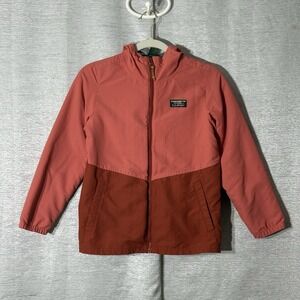 LL Bean Kids Windbreaker Jacket‎ Full Zip Fleece Lined M (10-12) Colorblock Pink